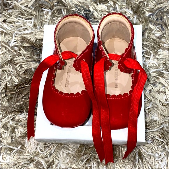 Red Patent Leather Infant Booties - Picture 1 of 5